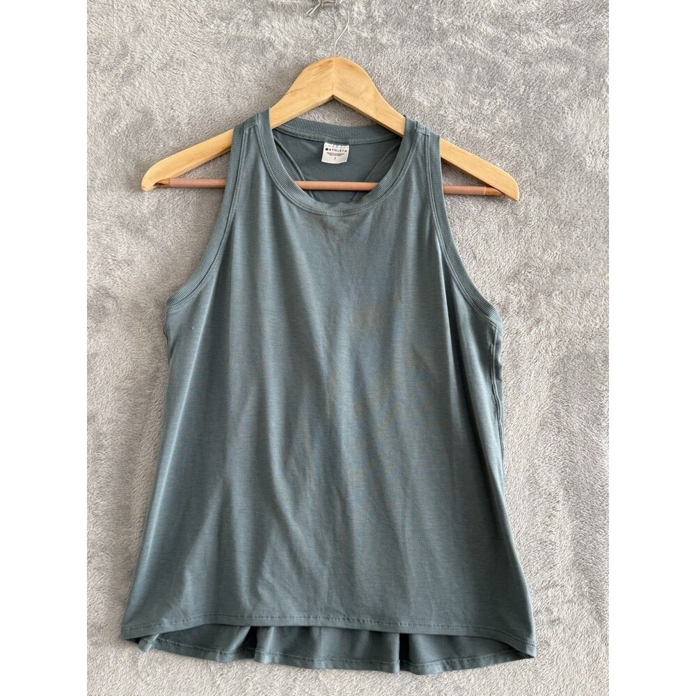 Athleta Ease In Tank Top Womens Small Blue Racerback Pleated 658468